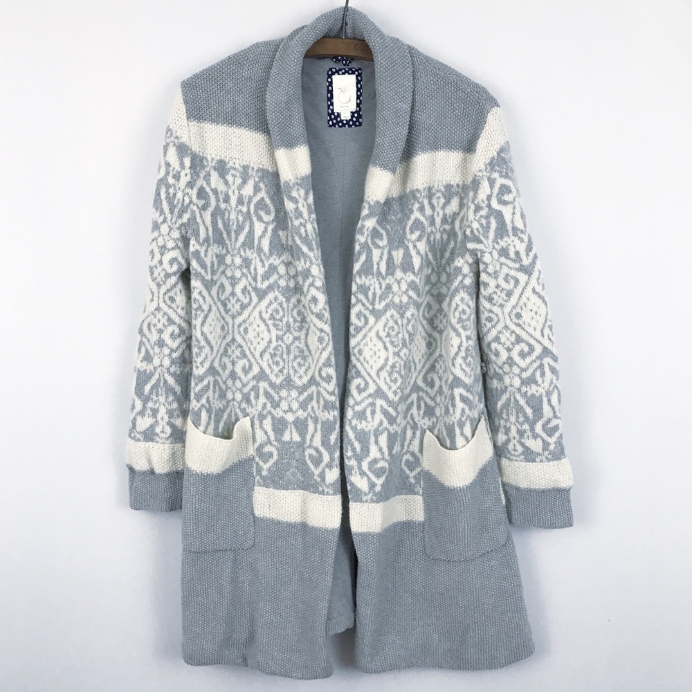Anthropologie Elosie Gray Knit Cardigan Sweater